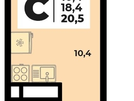 Продается 1-комнатная квартира ЖК Родной дом 2, литера 3, 20.5  м², 3617000 рублей