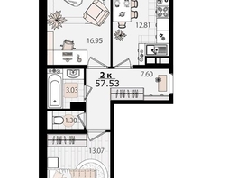 Продается 2-комнатная квартира ЖК МЕГАСИТИ, литера 1.1, 57  м², 5420001 рублей