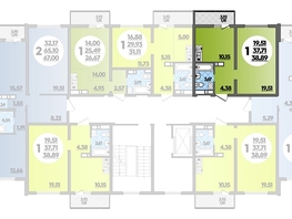 Продается 1-комнатная квартира ЖК Предгорье ЛАГО-НАКИ, литера 2, 38.89  м², 4884999 рублей