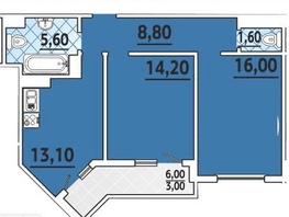 Продается 2-комнатная квартира ЖК Левада, литера 7, 63  м², 6300000 рублей