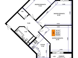 Продается 3-комнатная квартира ЖК Сегодня, литер 2, 102.84  м², 10078320 рублей