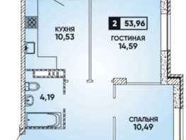 Продается 2-комнатная квартира Героя Георгия Бочарникова ул, 54  м², 5800000 рублей