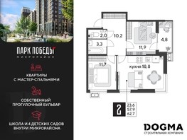 Продается 2-комнатная квартира ЖК Парк Победы 2, литера 31, 62.7  м², 7937820 рублей