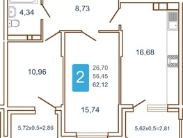 Продается 2-комнатная квартира ЖК Хорошая погода, литера 1, 66.65  м², 8064650 рублей