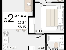 Продается 2-комнатная квартира ЖК Патрики, литер 1.1, 37.85  м², 12475360 рублей