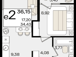 Продается 2-комнатная квартира ЖК Патрики, литер 1.5, 36.15  м², 11933115 рублей