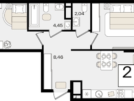 Продается 2-комнатная квартира ЖК Патрики, литер 1.4, 59.58  м², 17468856 рублей