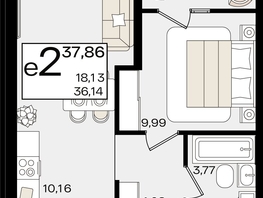 Продается 2-комнатная квартира ЖК Патрики, литер 1.4, 37.86  м², 12508944 рублей