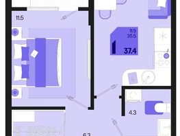 Продается 1-комнатная квартира ЖК Первое место, квартал 1.1, литер 2, 37.4  м², 4981680 рублей