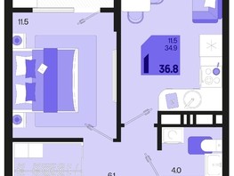Продается 1-комнатная квартира ЖК Первое место, квартал 1.1, литер 2, 36.8  м², 5453760 рублей