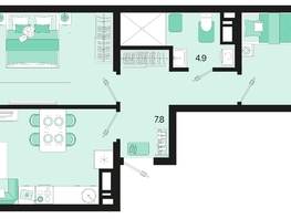 Продается 2-комнатная квартира ЖК Первое место, квартал 1.1, литер 2, 59.9  м², 9284500 рублей