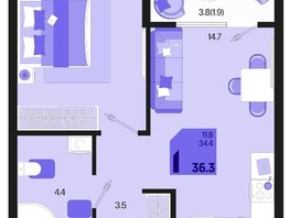 Продается 1-комнатная квартира ЖК Первое место, квартал 1.3, литер 2, 36.3  м², 4835160 рублей