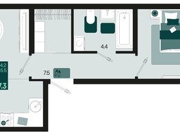 Продается 2-комнатная квартира ЖК Первое место, квартал 1.2, литер 1, 47.3  м², 7331500 рублей