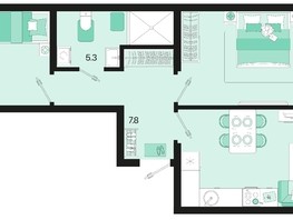 Продается 2-комнатная квартира ЖК Первое место, квартал 1.2, литер 1, 60.8  м², 8998400 рублей