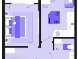 Продается 1-комнатная квартира ЖК Первое место, квартал 1.2, литер 1, 37.4  м², 5860580 рублей