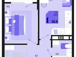 Продается 1-комнатная квартира ЖК Первое место, квартал 1.2, литер 2, 36.8  м², 5520000 рублей