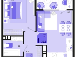 Продается 1-комнатная квартира ЖК Первое место, квартал 1.2, литер 2, 39.2  м², 6468000 рублей