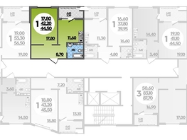 Продается 1-комнатная квартира ЖК Горгиппия, литера 2, 44.5  м², 8446100 рублей