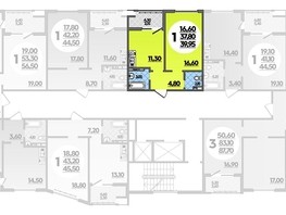 Продается 1-комнатная квартира ЖК Горгиппия, литера 2, 39.95  м², 7846180 рублей