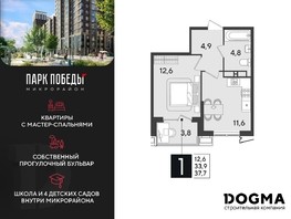 Продается 1-комнатная квартира ЖК Парк Победы 2, литера 28, 37.7  м², 6461781 рублей