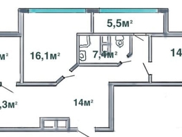 Продается 3-комнатная квартира Витебская ул, 91  м², 15000000 рублей