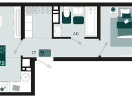 Продается 2-комнатная квартира ЖК Первое место, квартал 1.1, литер 2, 47.5  м², 7220000 рублей