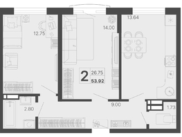 Продается 2-комнатная квартира Краснодонская ул, 53.92  м², 19141600 рублей