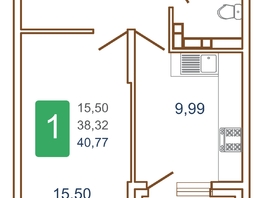 Продается 1-комнатная квартира ЖК Хорошая погода-2, литера 1, 40.77  м², 6095115 рублей