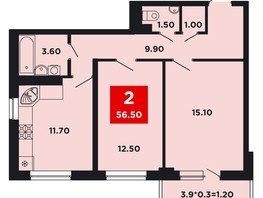 Продается 2-комнатная квартира ЖК Neo-квартал Красная площадь, 19, 56.5  м², 9576750 рублей