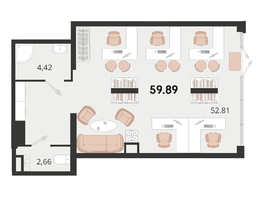 Продается Офис ЖК Родные просторы, литера 24, 59.89  м², 14700000 рублей