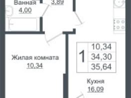 Продается 1-комнатная квартира ЖК Зеленый театр, литера 1, 35.64  м², 5360256 рублей