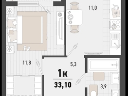 Продается 1-комнатная квартира ЖК Барса, 4Б литер, 33.1  м², 10807150 рублей