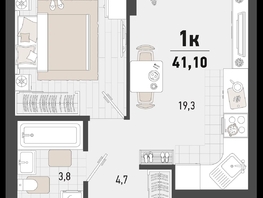 Продается 1-комнатная квартира ЖК Барса, 4В литер, 41.1  м², 10936710 рублей