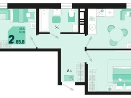 Продается 2-комнатная квартира ЖК Первое место, квартал 1.1, литер 2, 65.8  м², 8290800 рублей