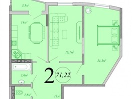 Продается 2-комнатная квартира ЖК Радонеж, блок-секция 2,3,4, 71.22  м², 11395200 рублей