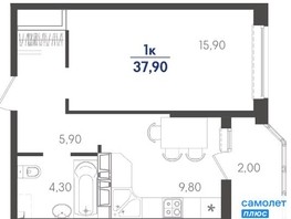 Продается 1-комнатная квартира ЖК Сказка Град, литера 2.2, 40  м², 4300258 рублей