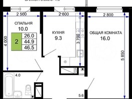 Продается 2-комнатная квартира ЖК Свобода , литер 9, 46.5  м², 4620000 рублей