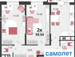 Продается 2-комнатная квартира ЖК Родные просторы, литера 20, 60  м², 7010000 рублей