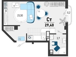 Продается 1-комнатная квартира ЖК Монако, литера 2, 28.84  м², 9220952 рублей