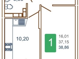 Продается 1-комнатная квартира ЖК Хорошая погода, литера 1, 40.9  м², 6114550 рублей