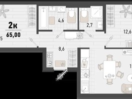 Продается 2-комнатная квартира ЖК Барса, 4В литер, 65  м², 15541500 рублей