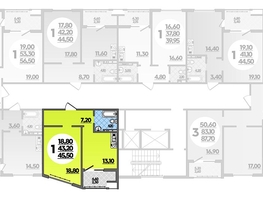 Продается 1-комнатная квартира ЖК Горгиппия, литера 2, 45.5  м², 8481200 рублей