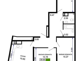 Продается 3-комнатная квартира ЖК Фонтаны, литер 11, 75.76  м², 9500000 рублей