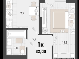 Продается 1-комнатная квартира ЖК Барса, 4В литер, 32  м², 9744000 рублей