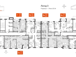 Продается 2-комнатная квартира ЖК Все Свои VIP, литера 3, 78.6  м², 23580000 рублей