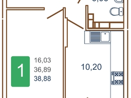 Продается 1-комнатная квартира ЖК Хорошая погода-2, литера 2, 40.3  м², 5823350 рублей