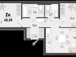 Продается 2-комнатная квартира ЖК Барса, 4В литер, 68.3  м², 18850800 рублей