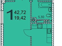 Продается 1-комнатная квартира ЖК Две реки, 43.22  м², 8125360 рублей