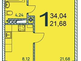 Продается 1-комнатная квартира ЖК Две реки, 35.15  м², 6608200 рублей