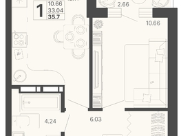 Продается 1-комнатная квартира ЖК Светский лес, литер 4, 34.37  м², 15878940 рублей